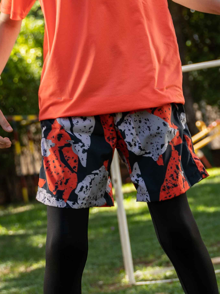 Short MaxFlex Estampado Naranja con Gris