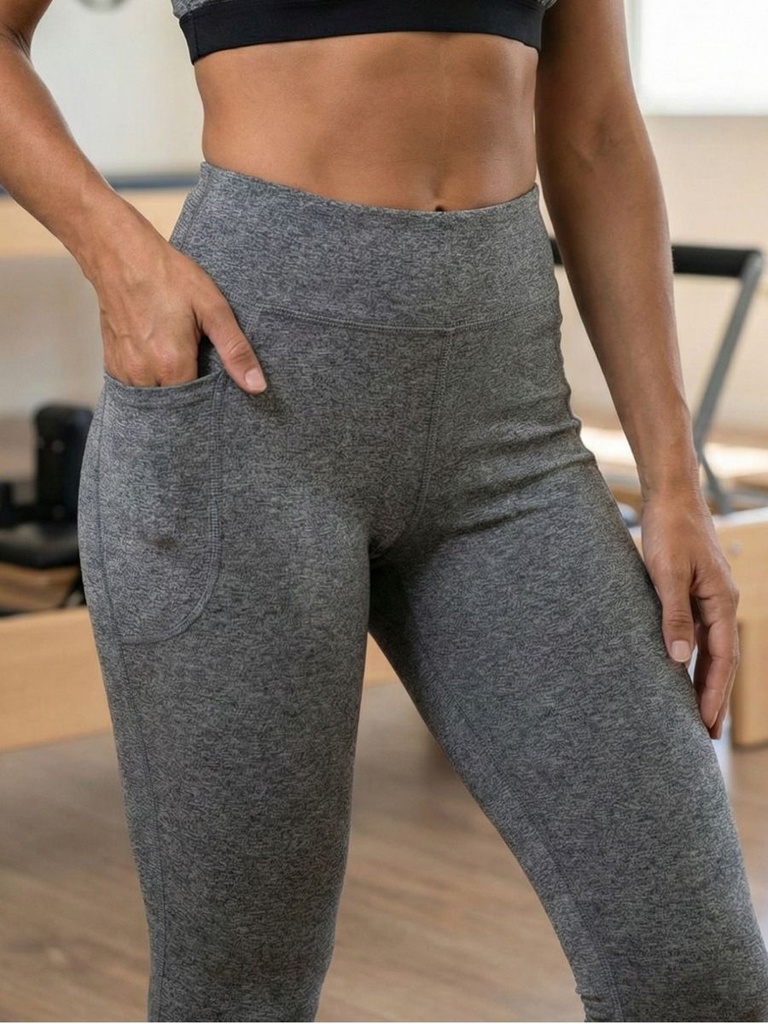 Legging MaxCompress con Bolsillo Melange Gris