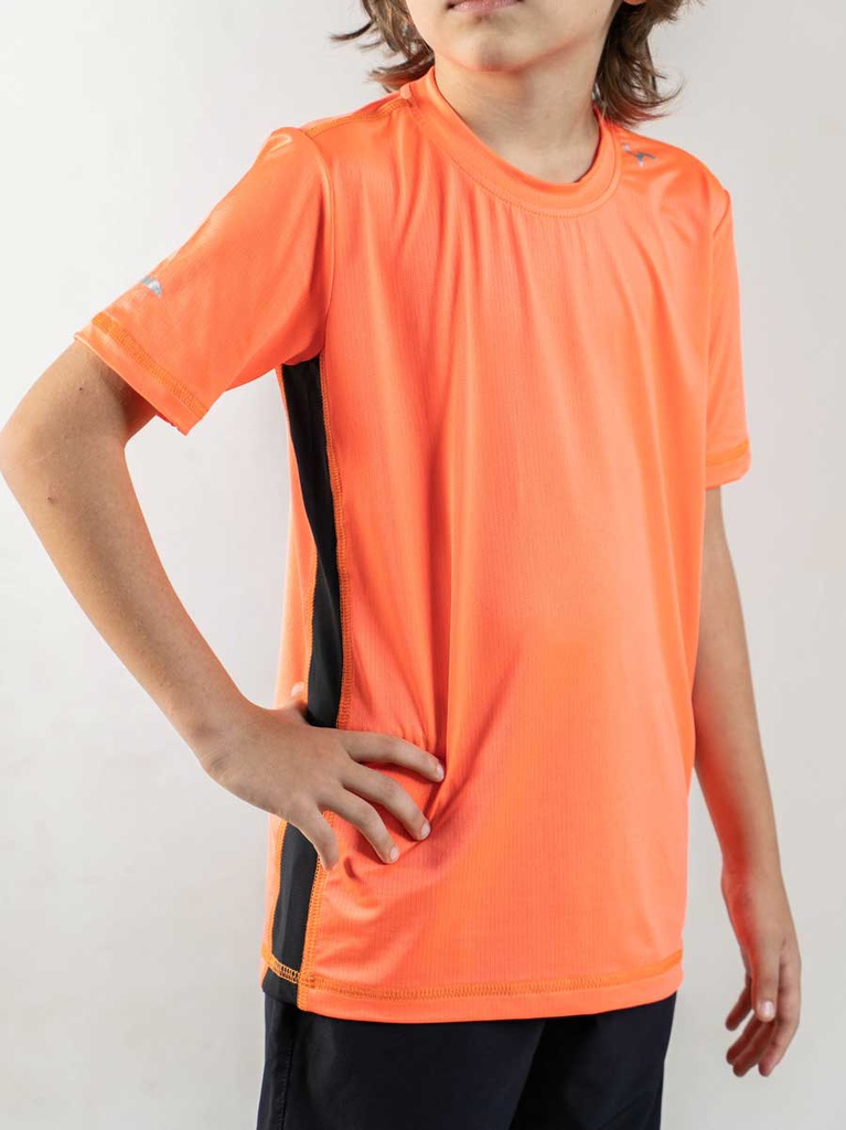 Remera Kids Dry Stretch Naranja Combinada