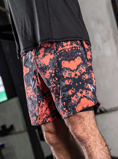 Short Midi Estampado Splash Naranja